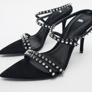 🔥ZARA High-Heel Studded Sandals